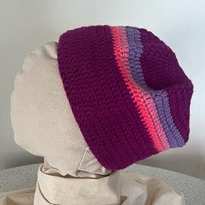 Purple and Pink Crochet Beanie Tam